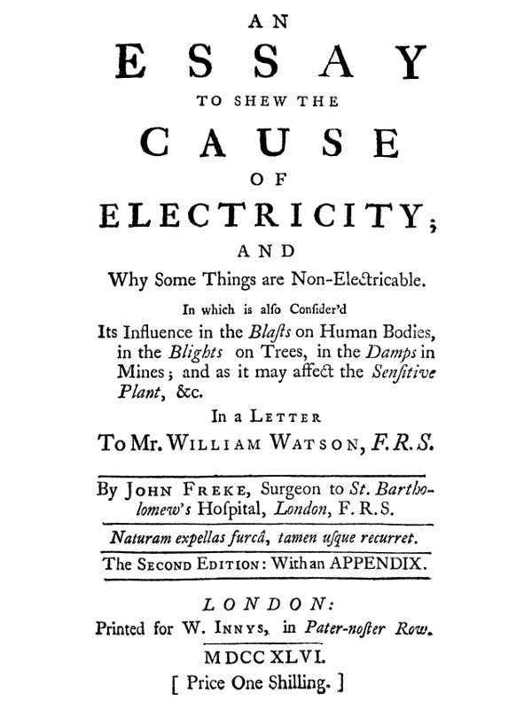 An Essay to Shew the Cause of Electricity