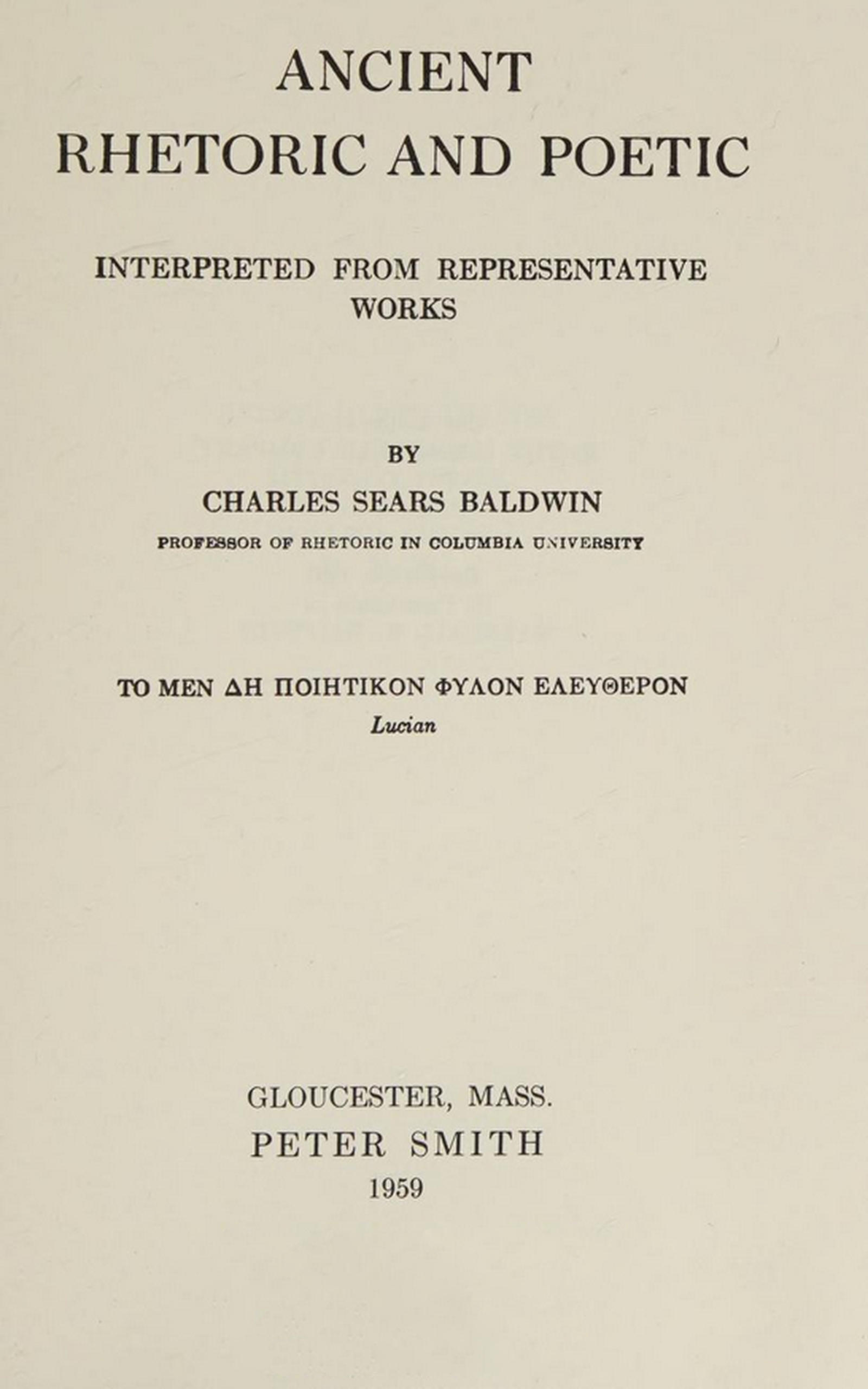 Ancient rhetoric and poetic