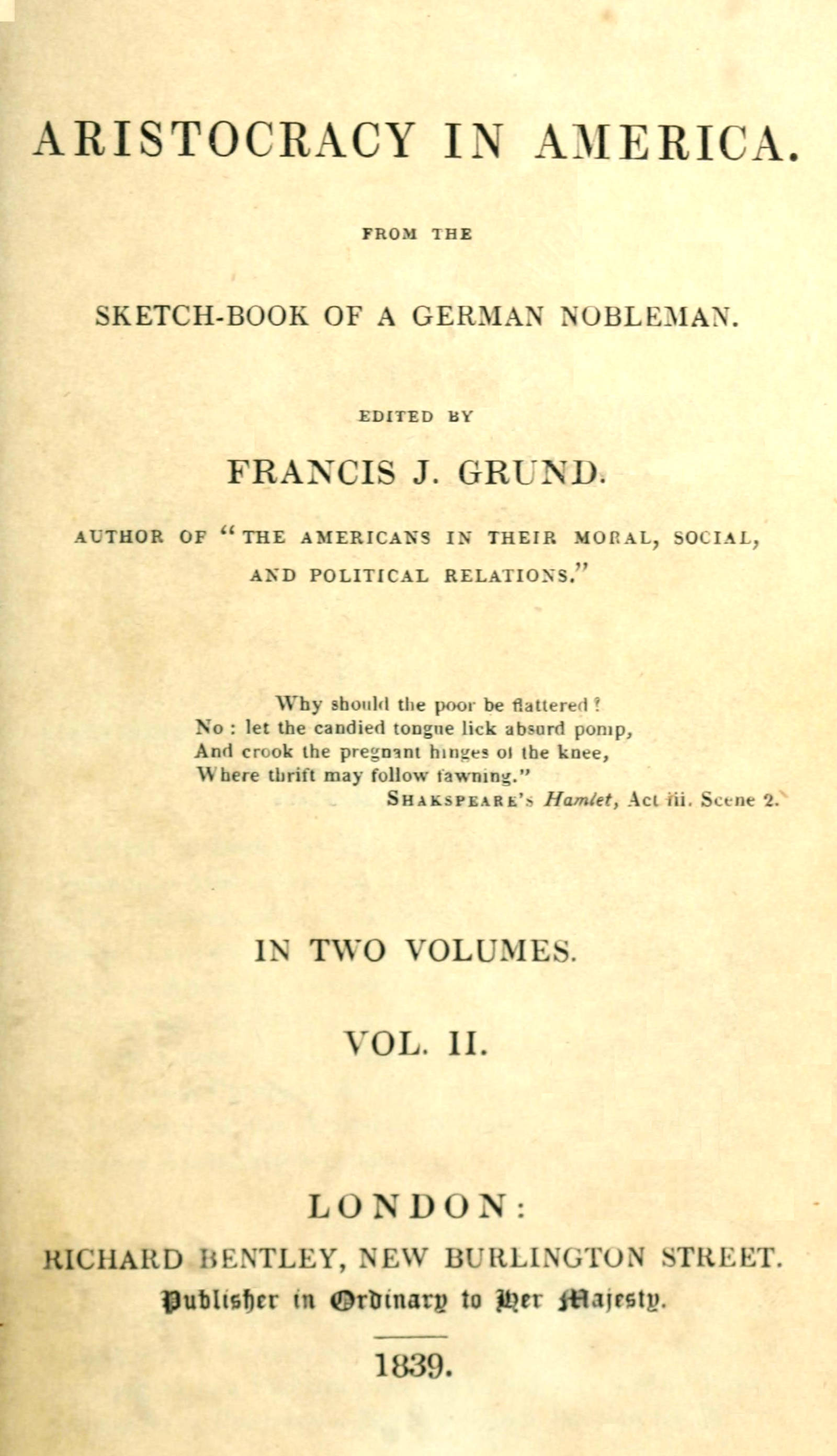 Aristocracy in America, vol. 2