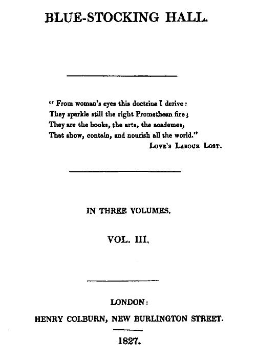 Blue-Stocking Hall, volume 3