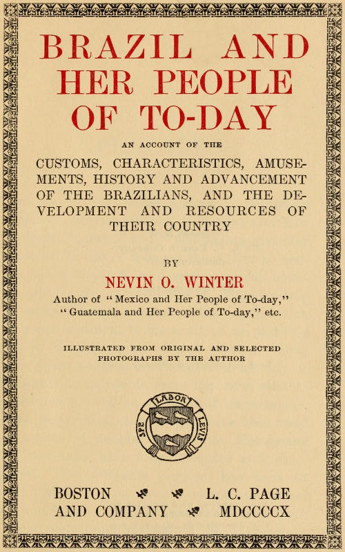 Brazil and Her People of To-day
