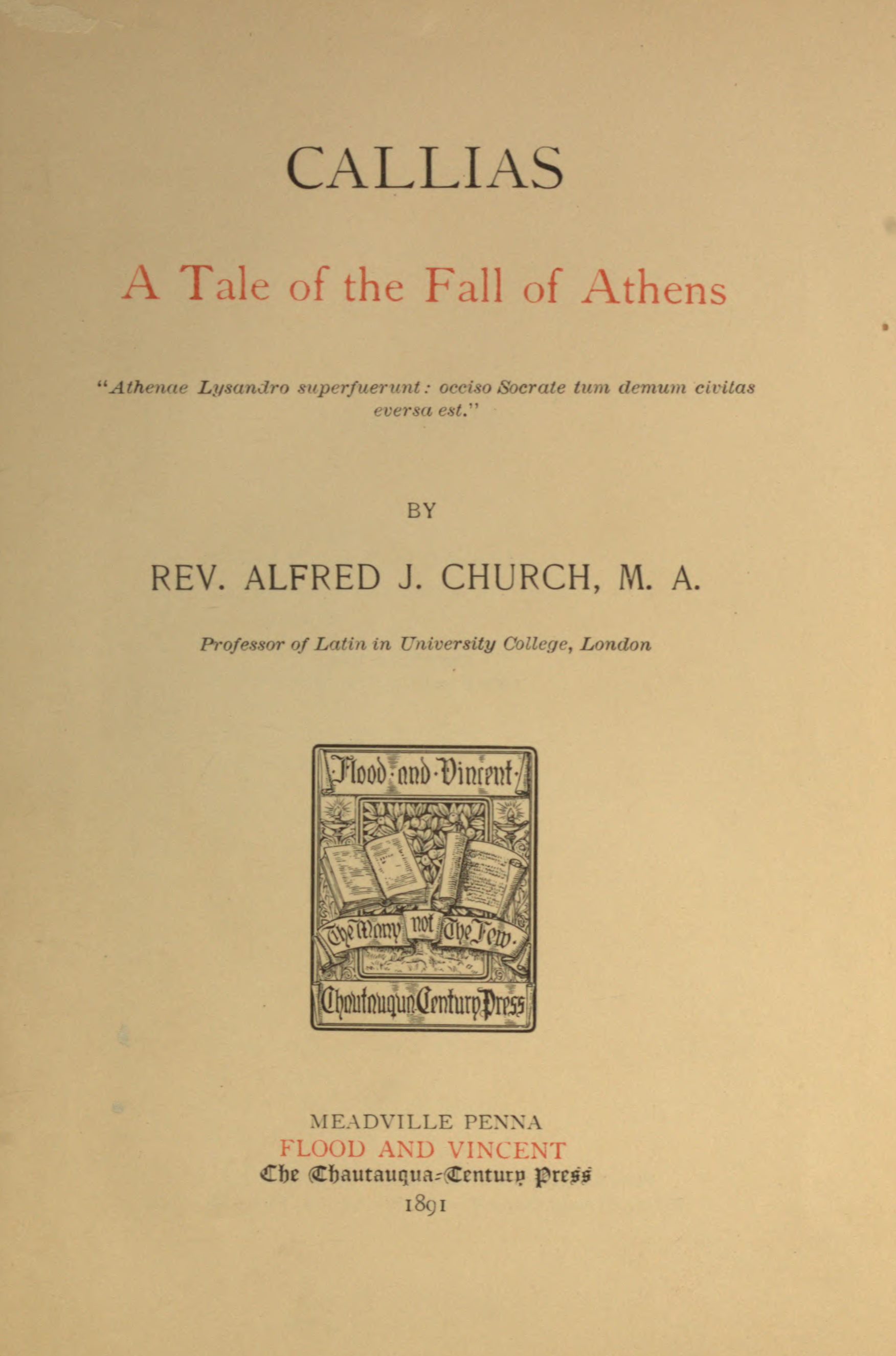 Callias (A Tale of the Fall of Athens)