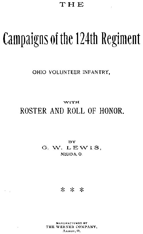 Campaigns of the 124th Regiment Ohio Volunteer Infantry