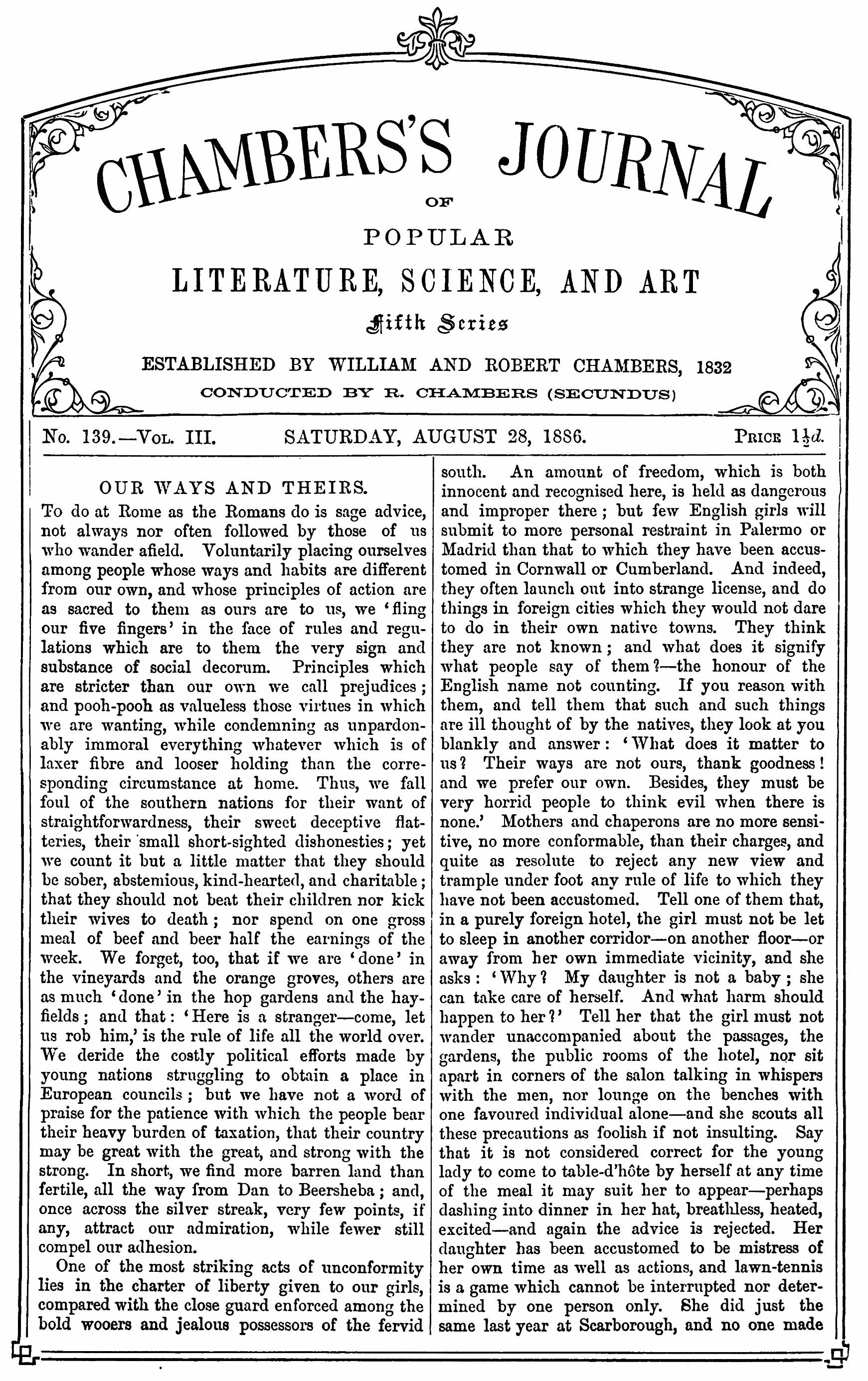 Chambers’s Journal, August 28, 1886