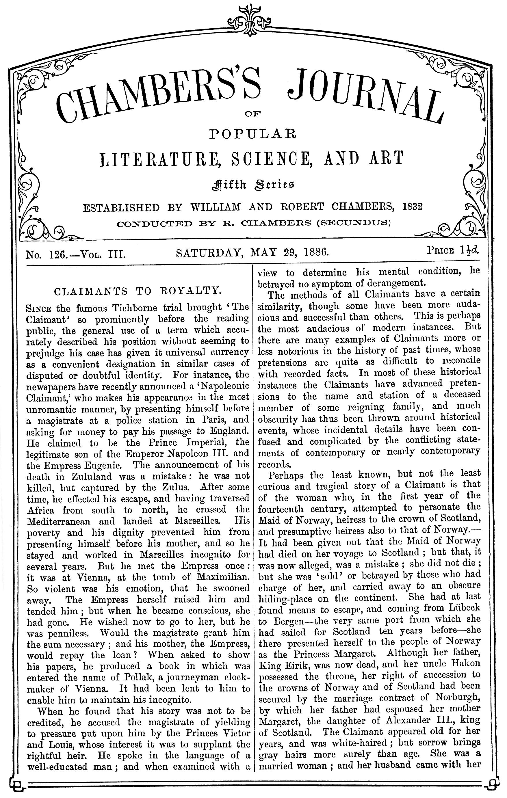 Chambers’s Journal, May 29, 1886