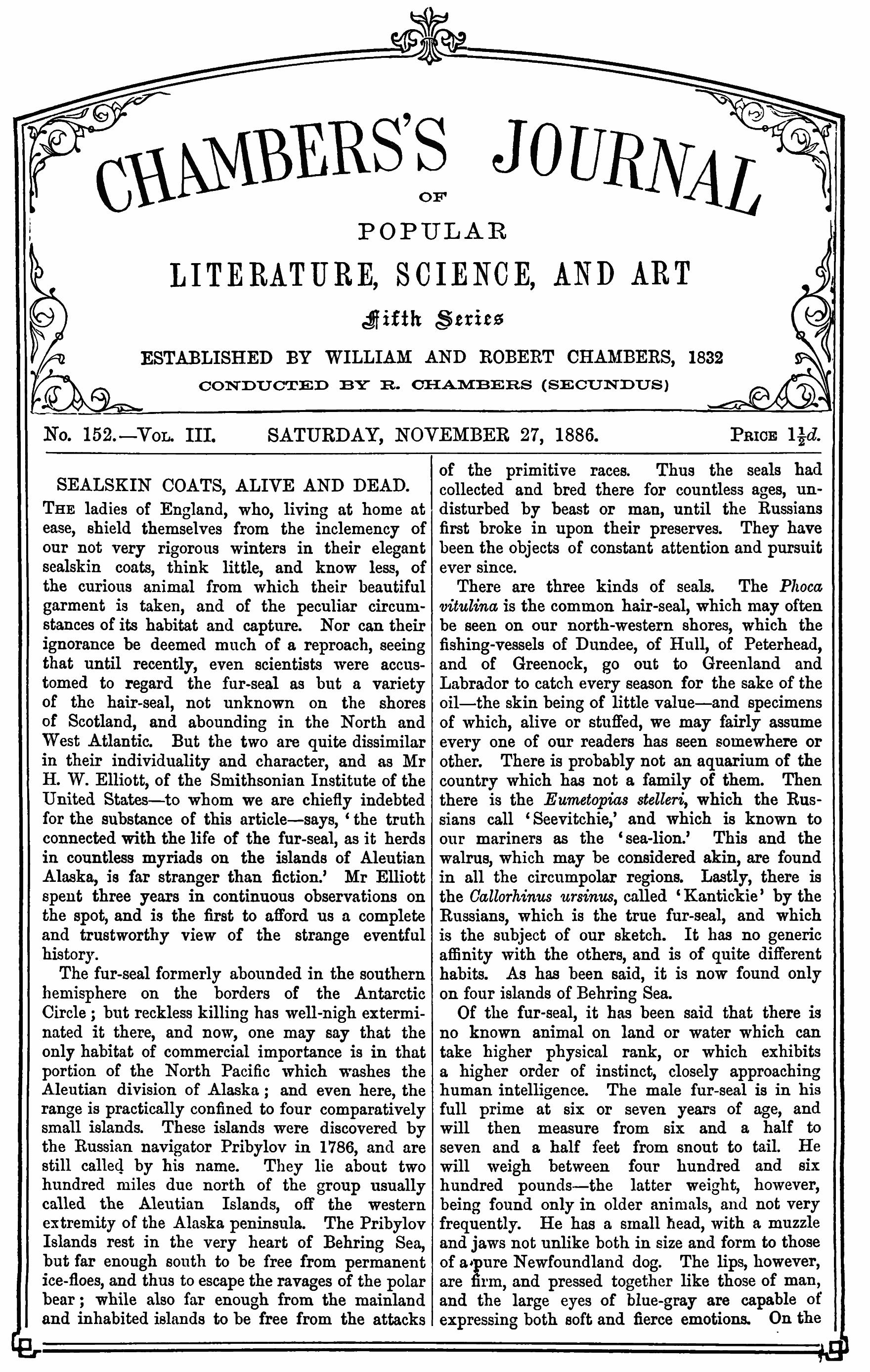Chambers’s Journal, November 27, 1886