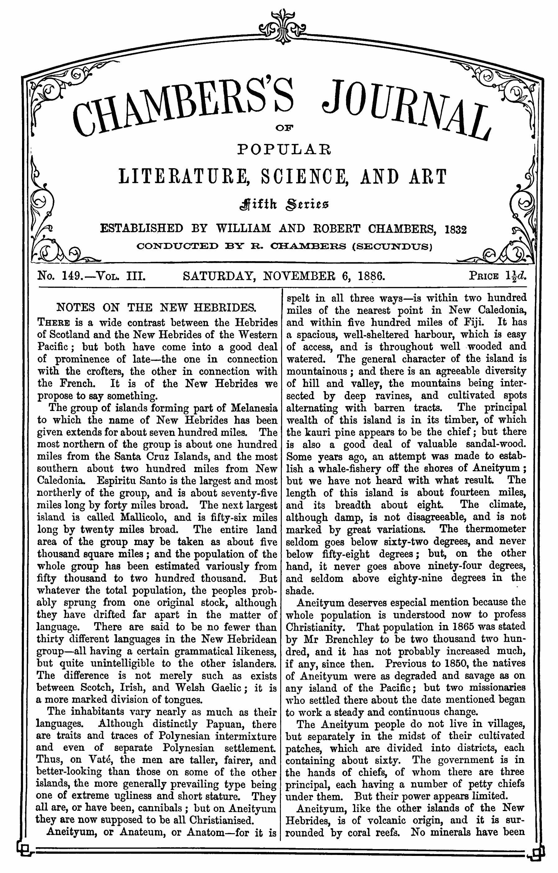 Chambers’s Journal, November 6, 1886