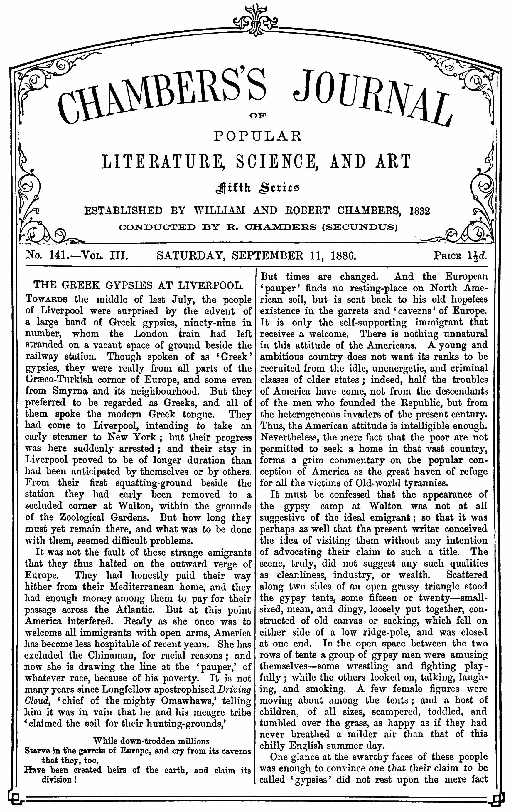 Chambers’s Journal, September 11, 1886