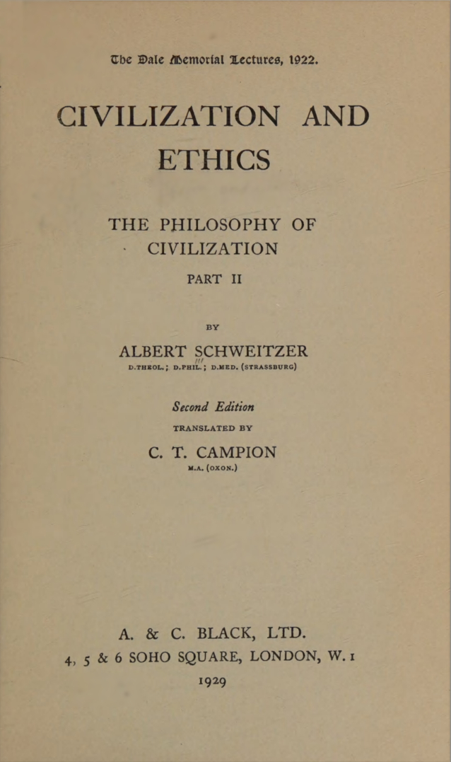 Civilization and Ethics