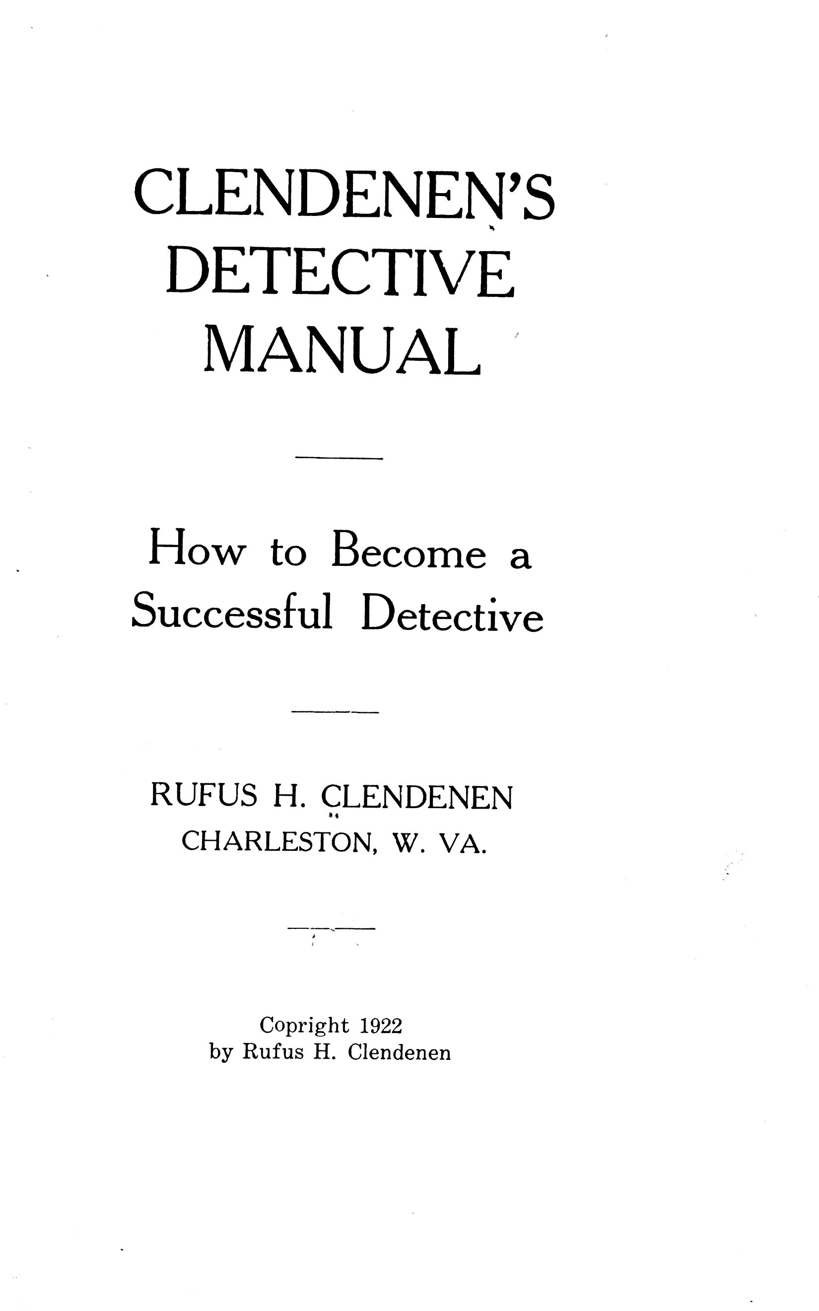 Clendenen’s Detective Manual