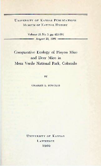 Comparative Ecology of Pinyon Mice and Deer Mice in Mesa Verde National Park (Colorado)