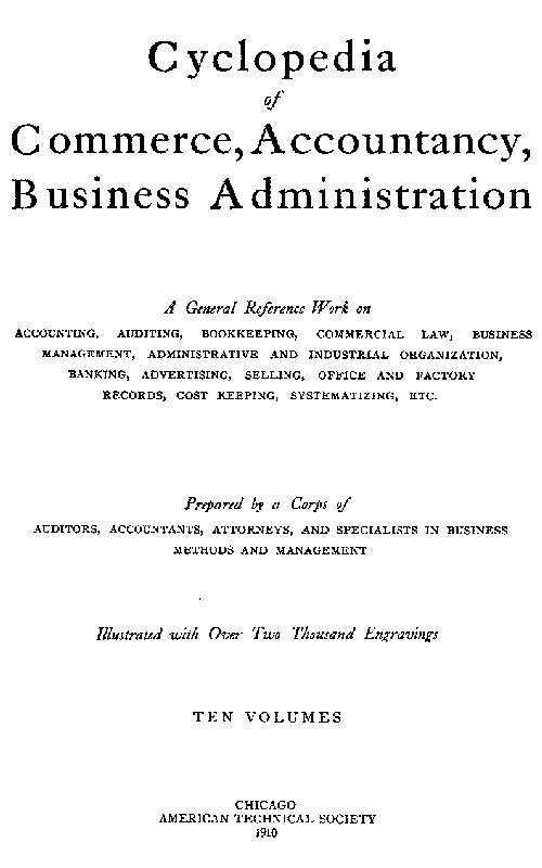 Cyclopedia of Commerce, Accountancy, Business Administration, V. 5