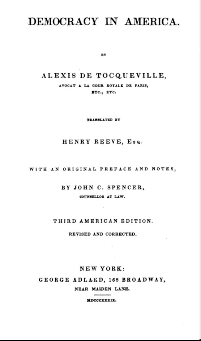 Democracy in America, Part I