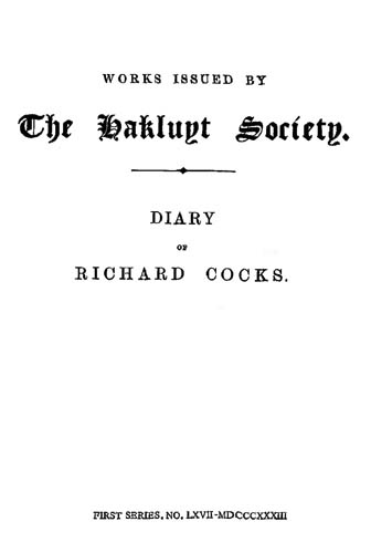 Diary of Richard Cocks, Volume II