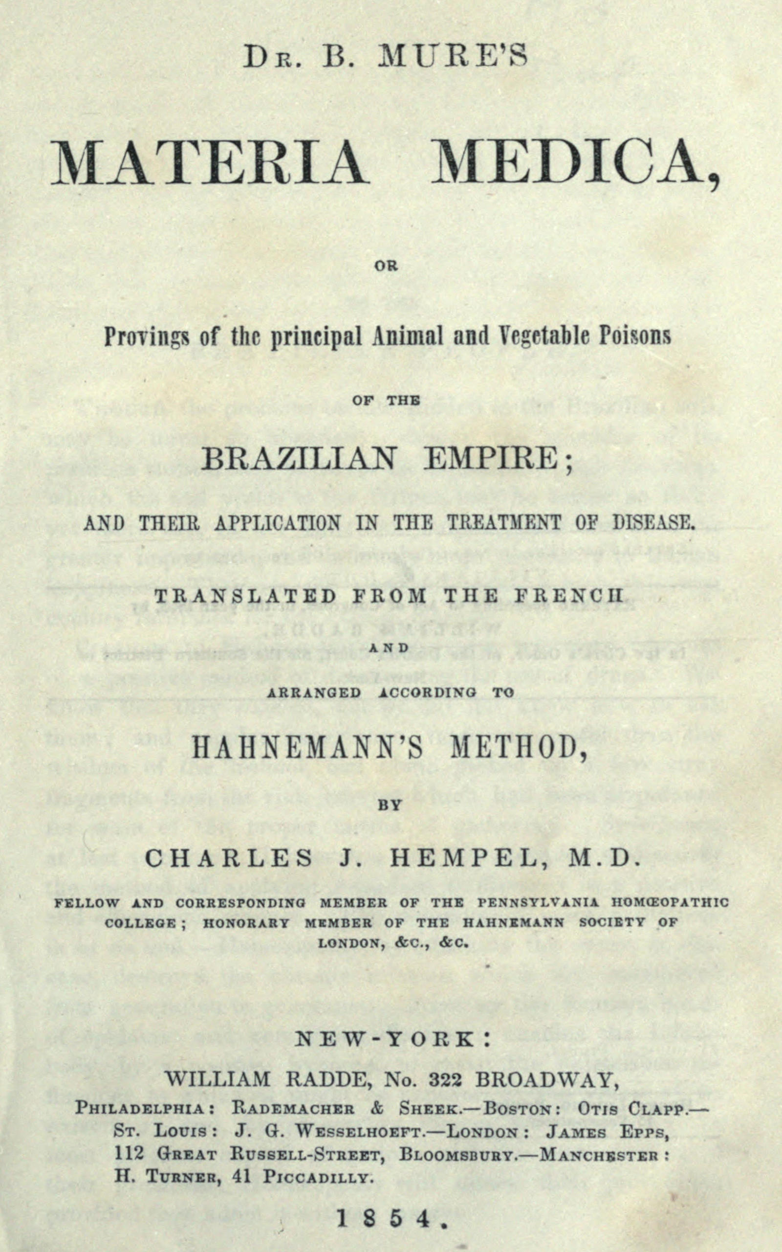 Dr. B. Mure’s Materia Medica