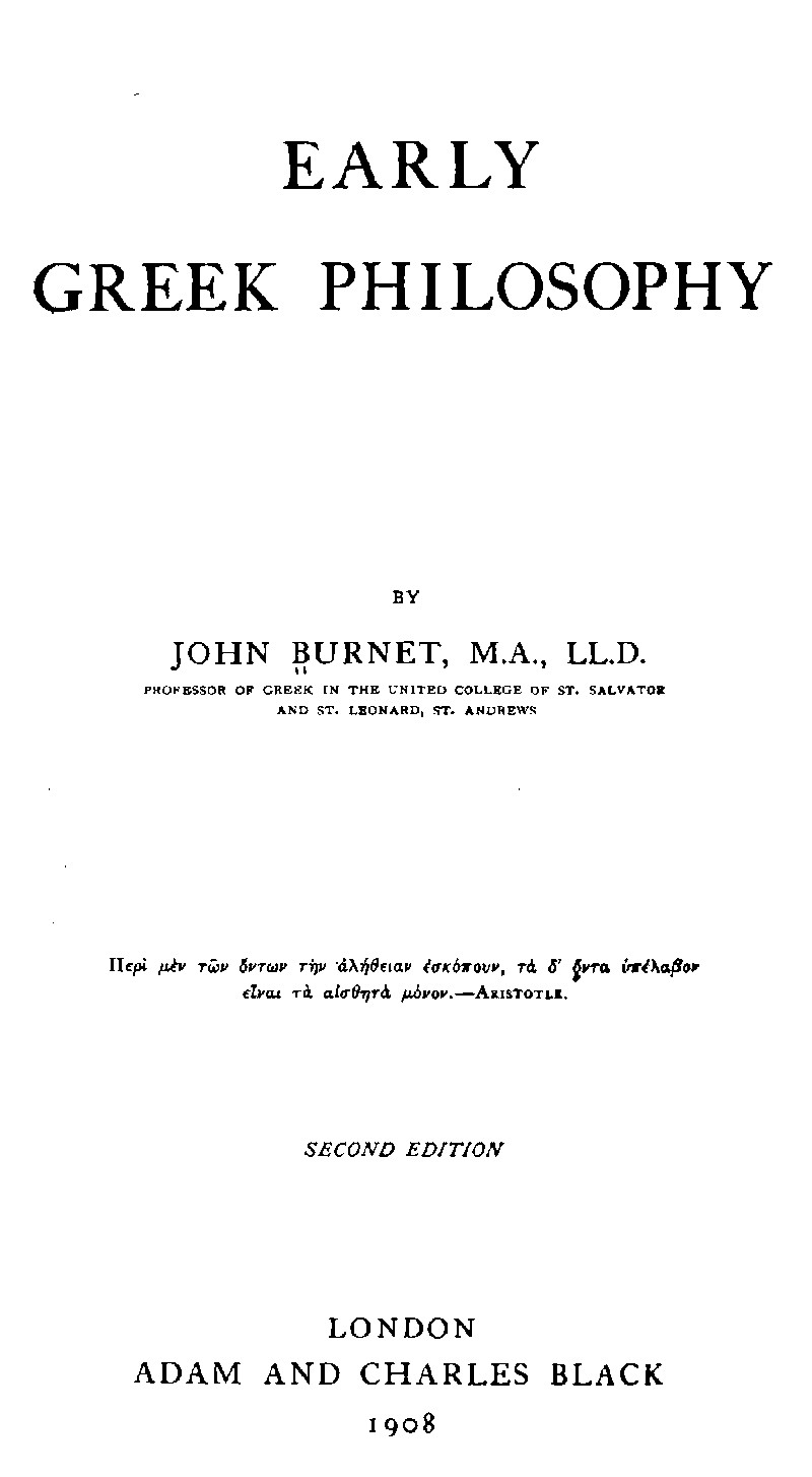 Early Greek Philosophy