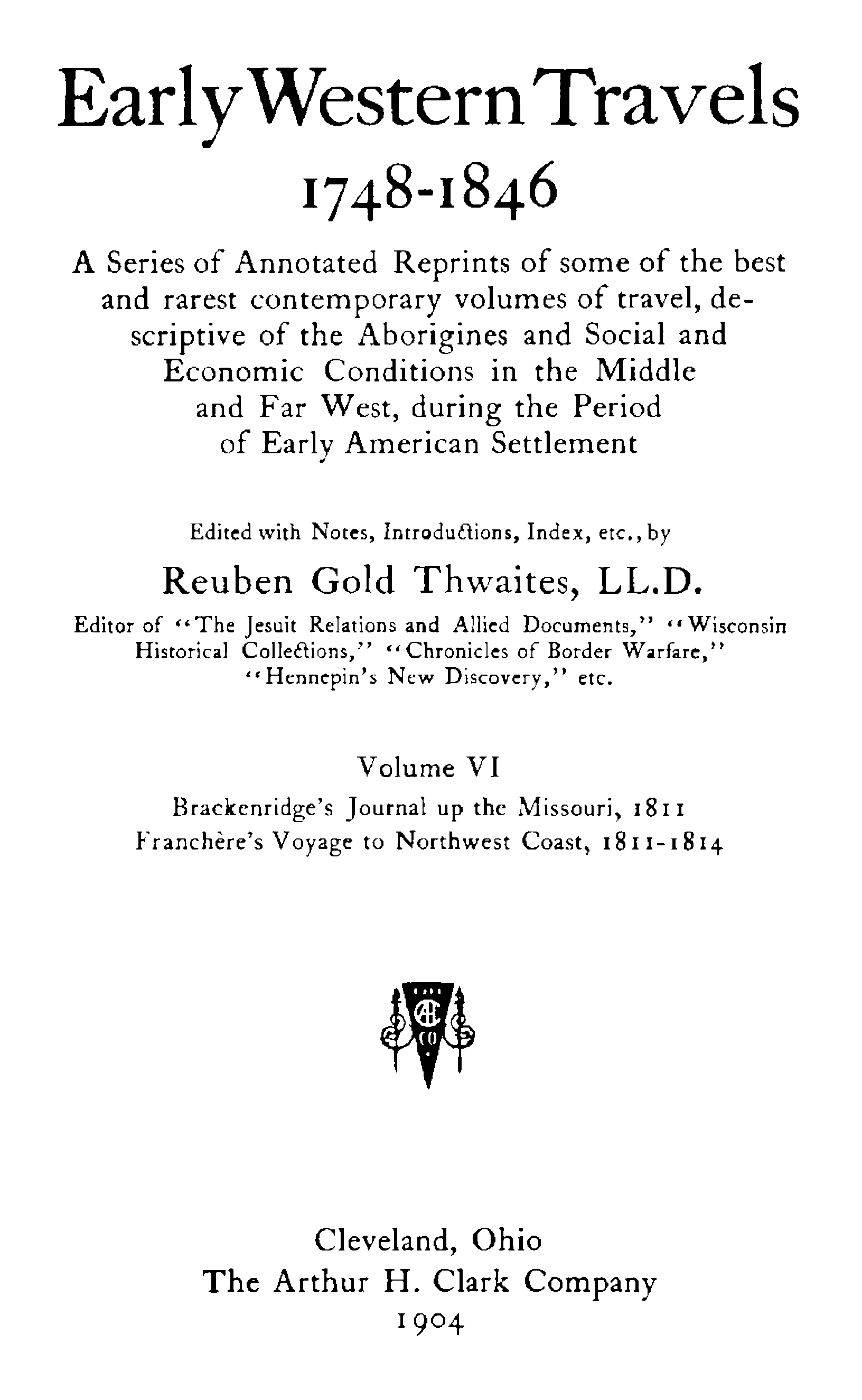 Early Western Travels, Vol. 6