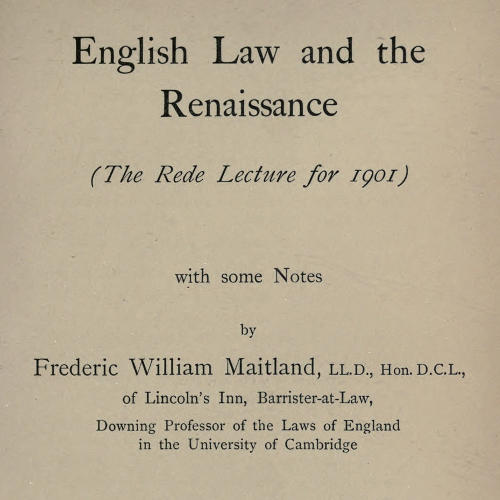 English Law and the Renaissance