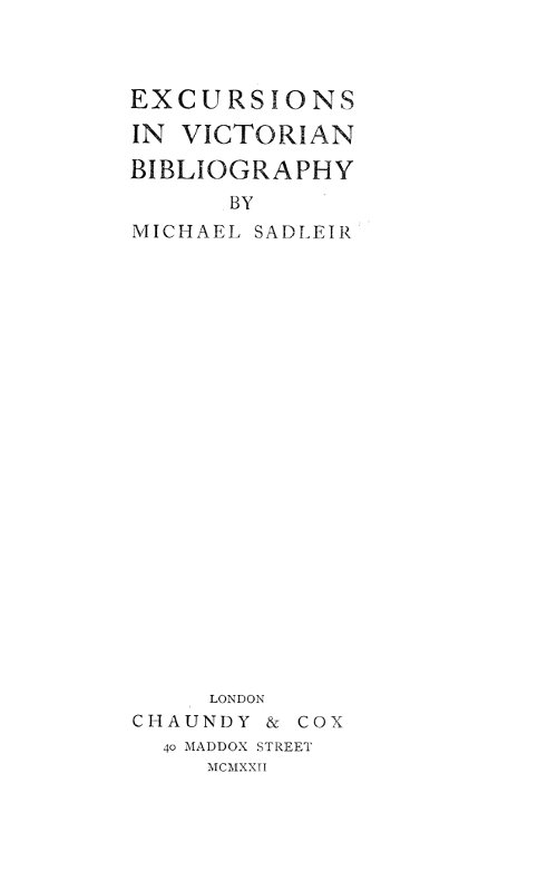Excursions in Victorian Bibliography