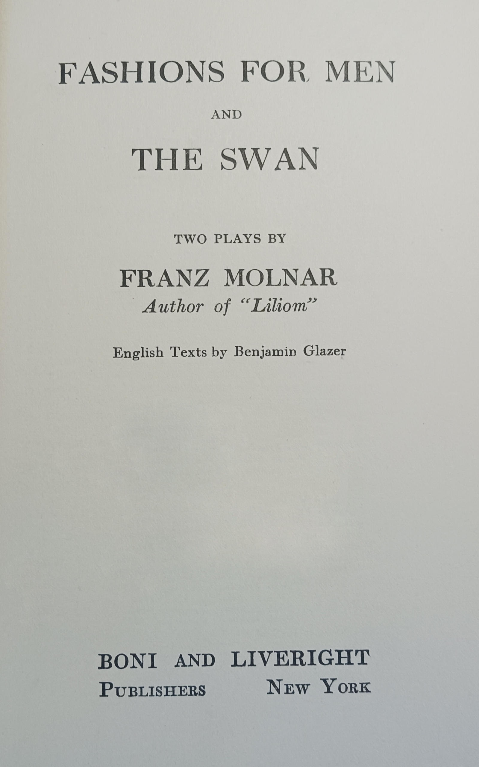 Fashions For Men / The Swan