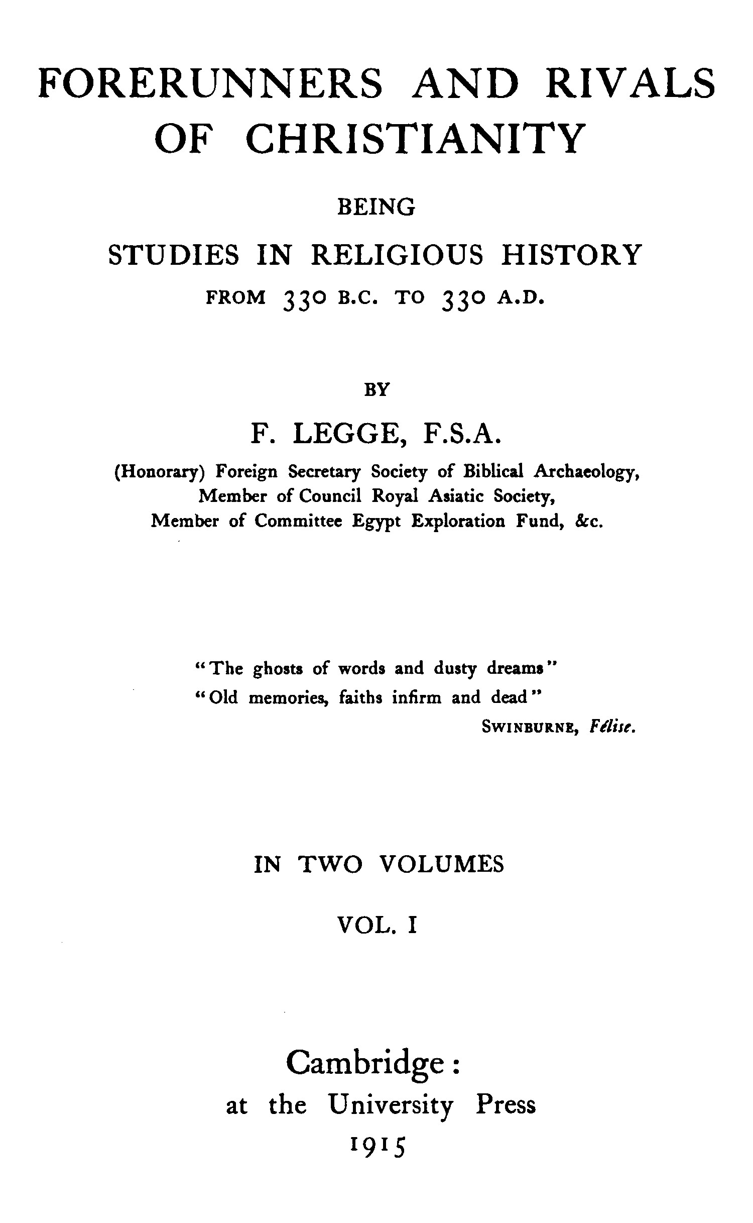 Forerunners and rivals of Christianity, vol. 1 (of 2)