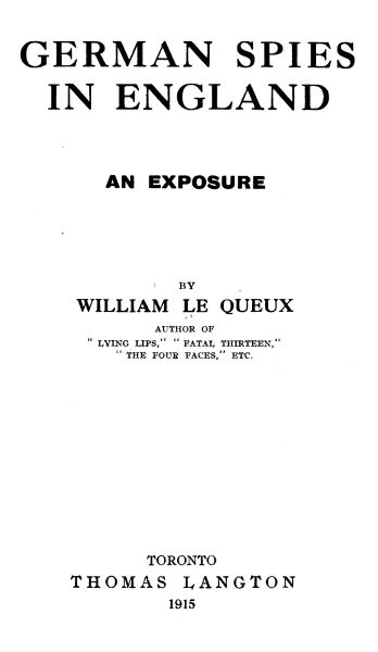 German Spies in England