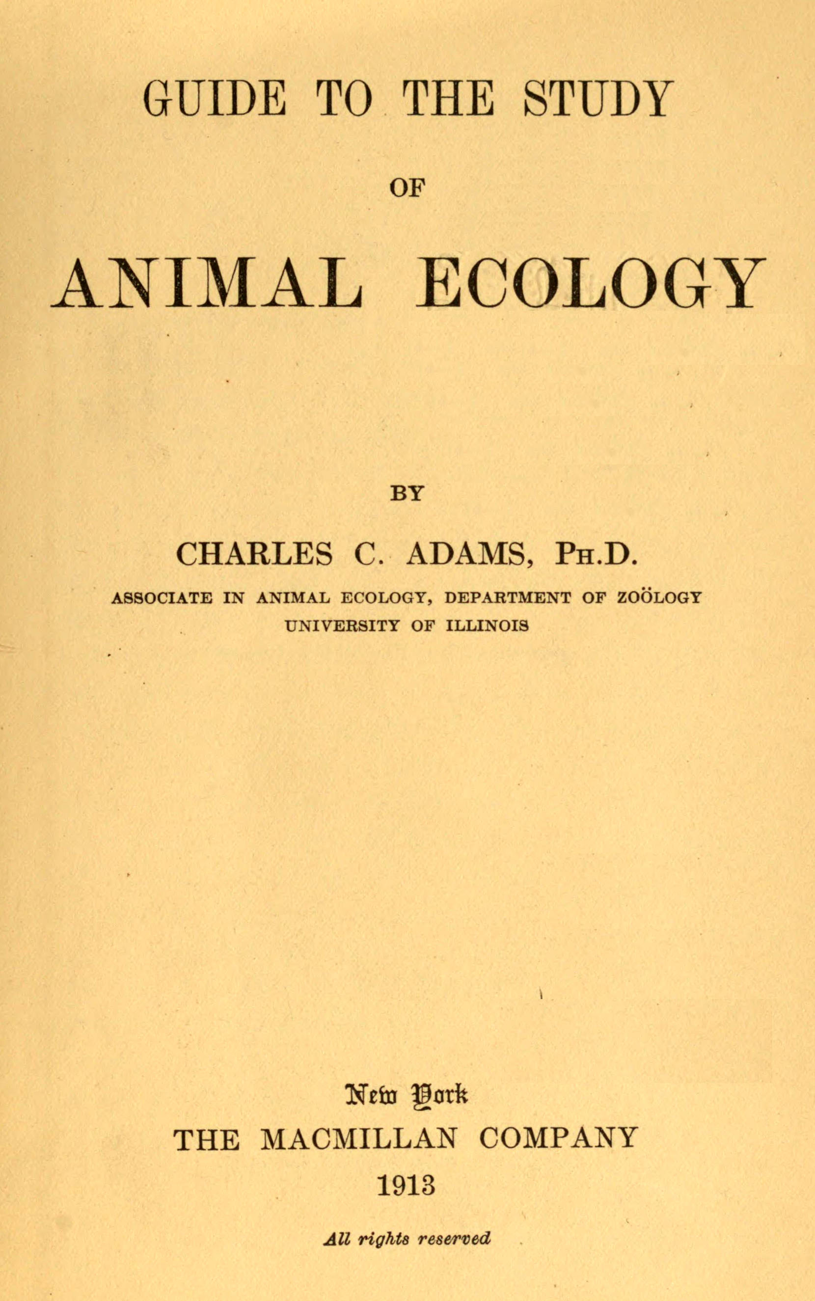 Guide to the study of animal ecology