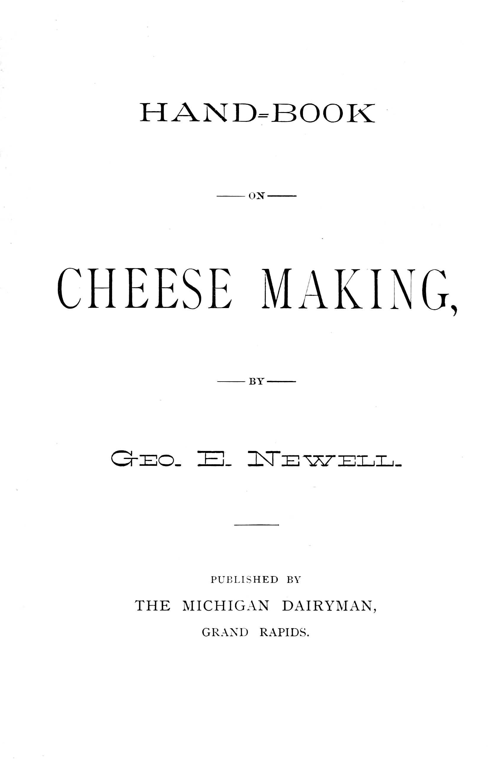 Hand-book on Cheese Making