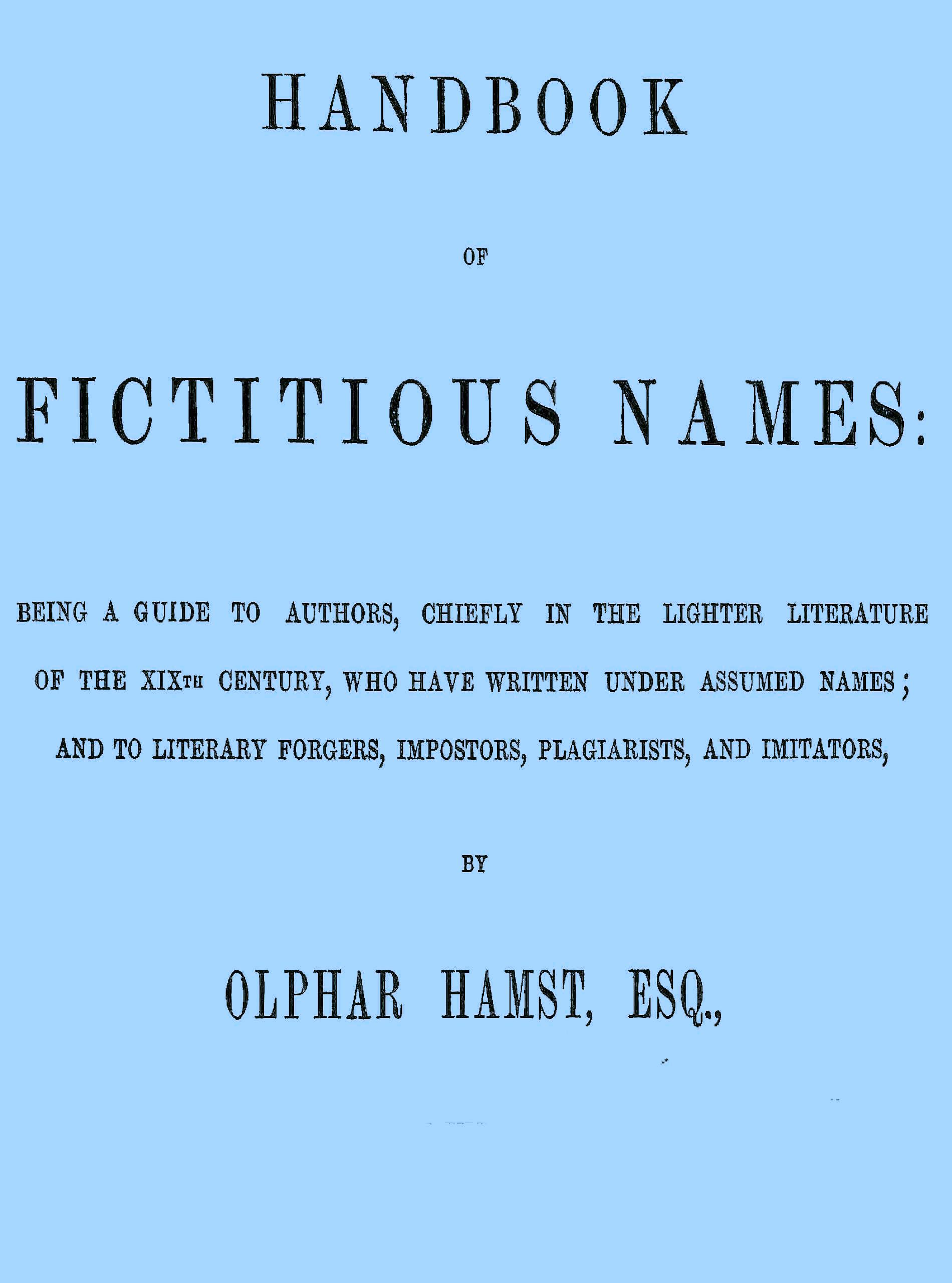 Handbook of fictitious names