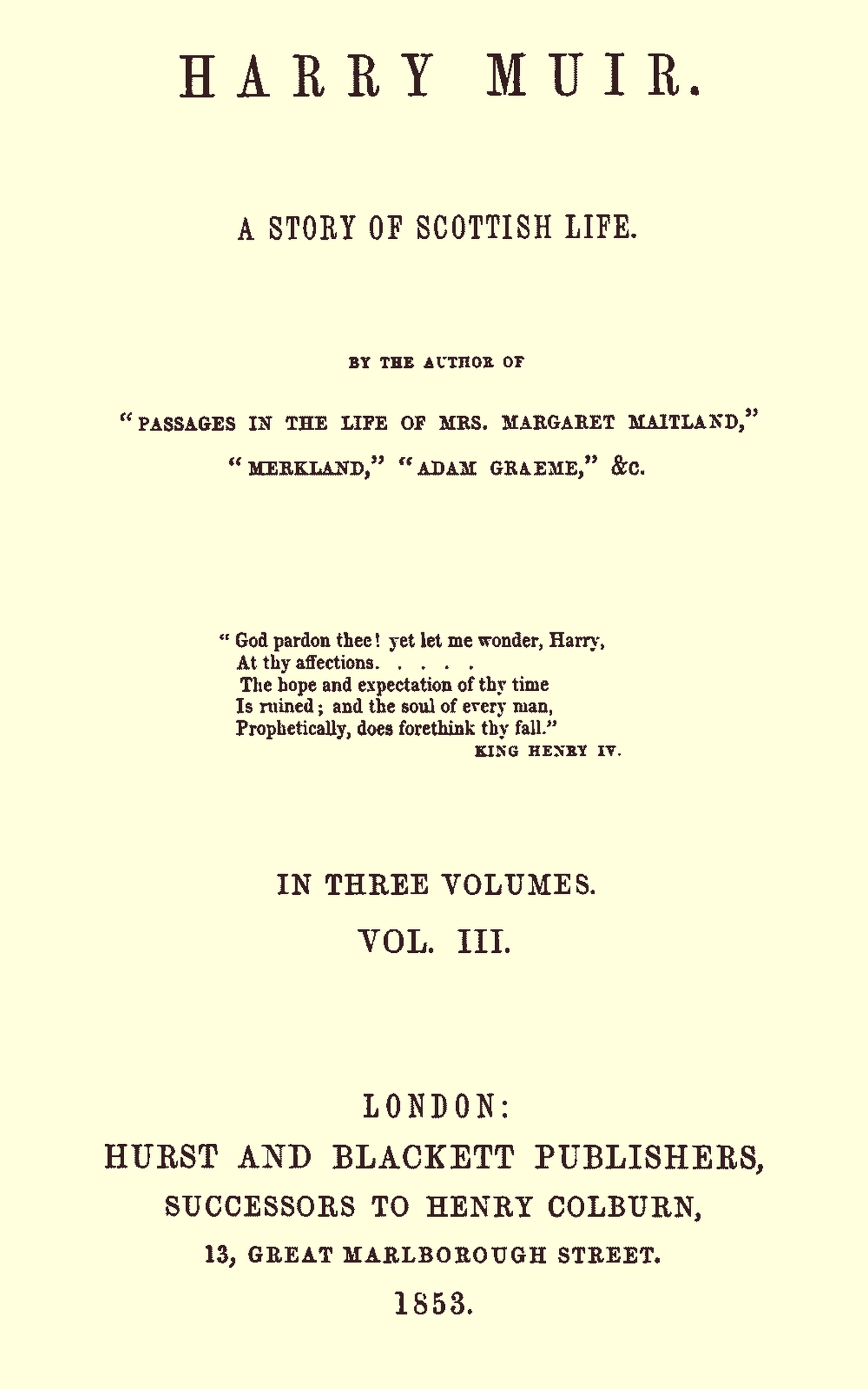 Harry Muir, Vol. III