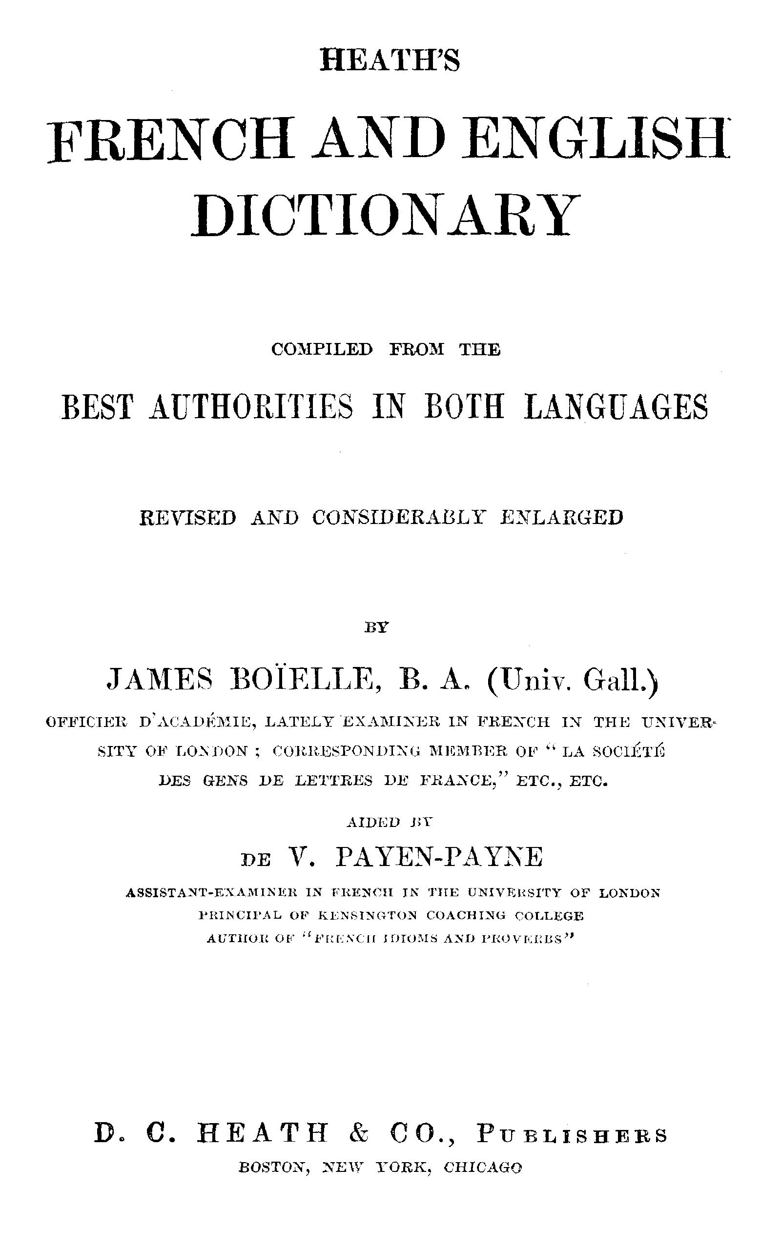 Heath’s French and English Dictionary