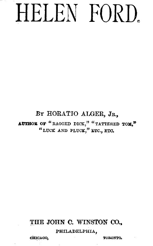Helen Ford, by Horatio Alger, Jr