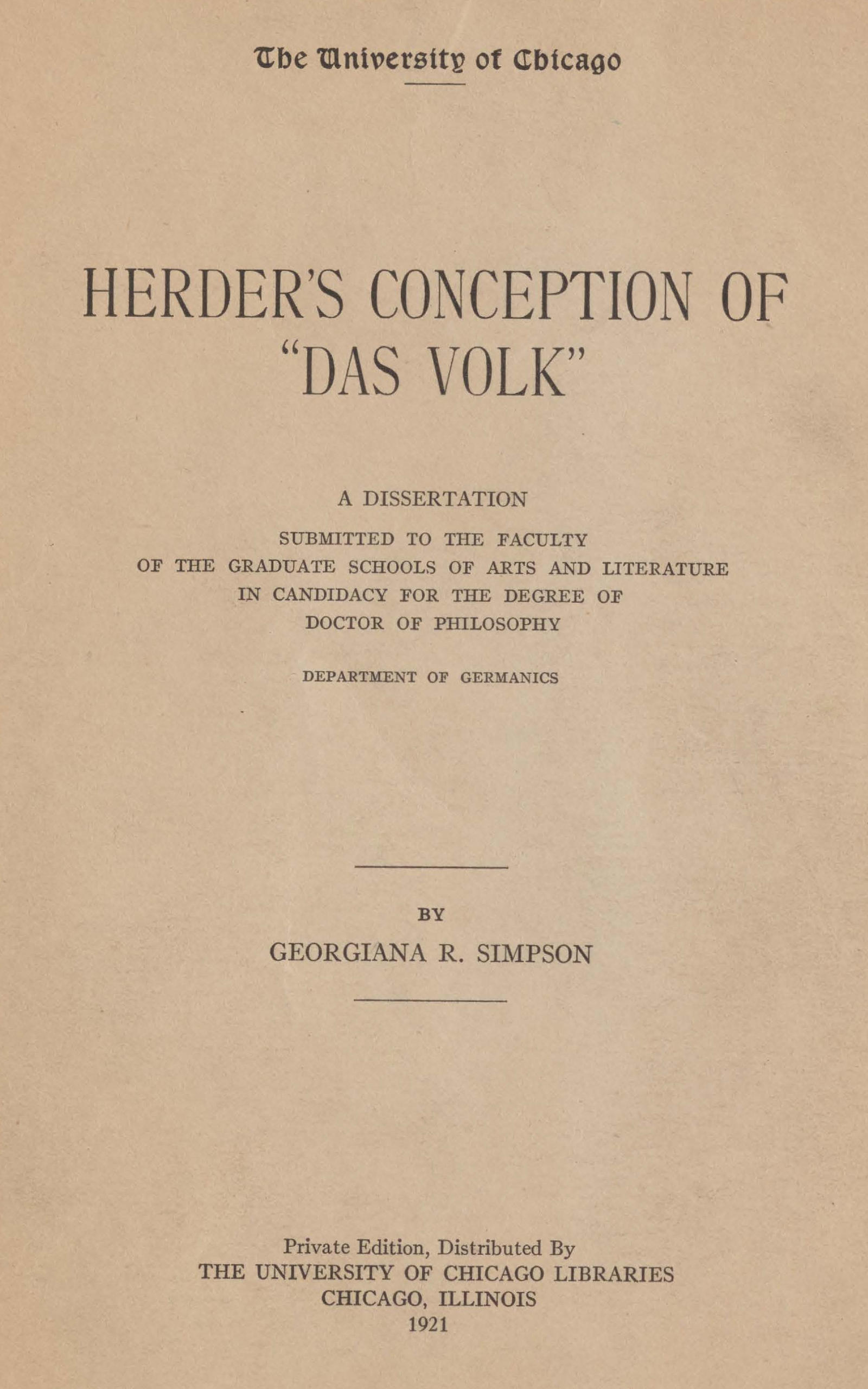 Herder’s Conception of “Das Volk”