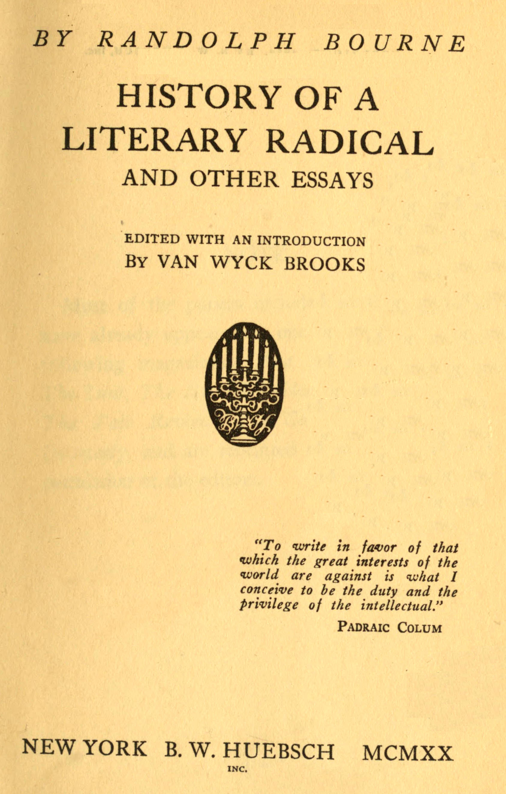 History of a Literary Radical And Other Essays