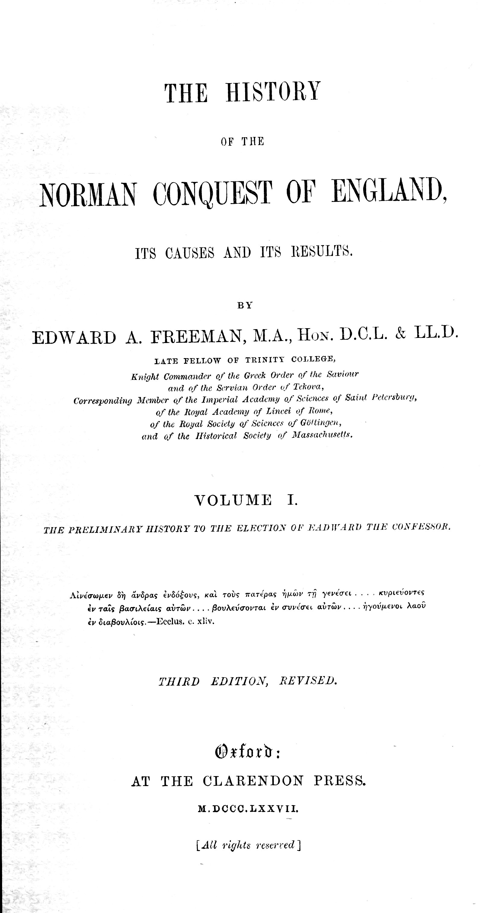 History of the Norman Conquest, vol. 1