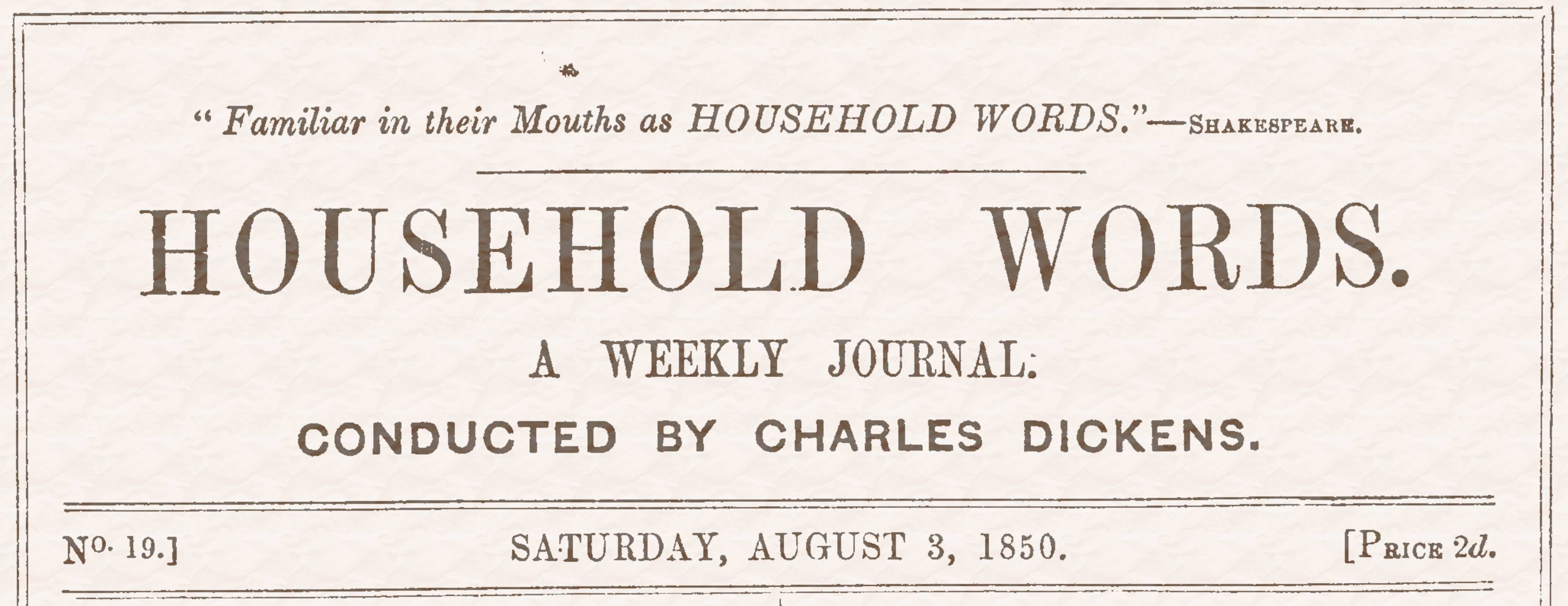 Household Words, No. 19, August 3, 1850
