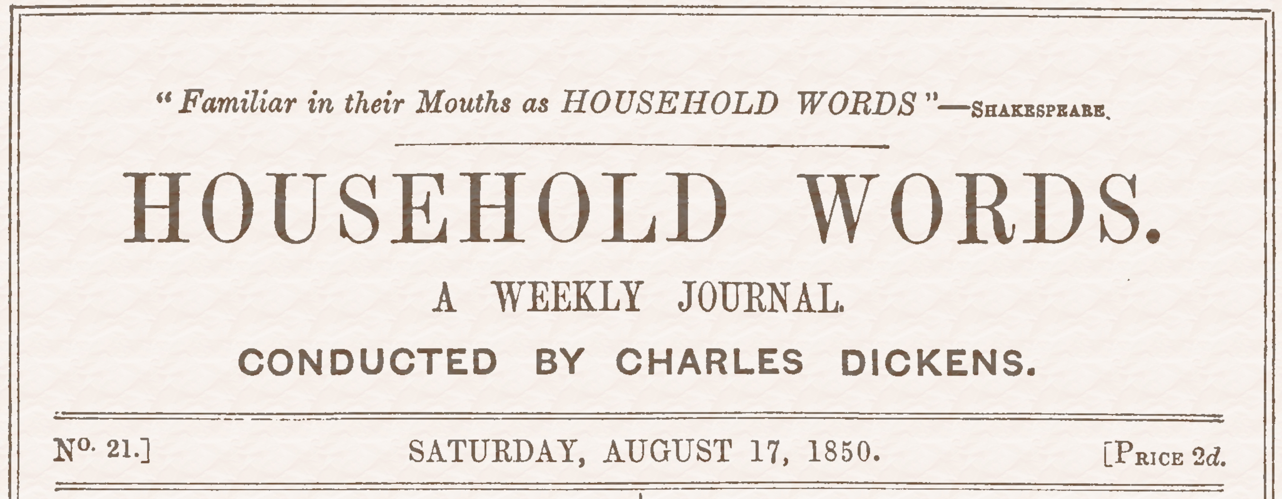 Household Words, No. 21, August 17, 1850