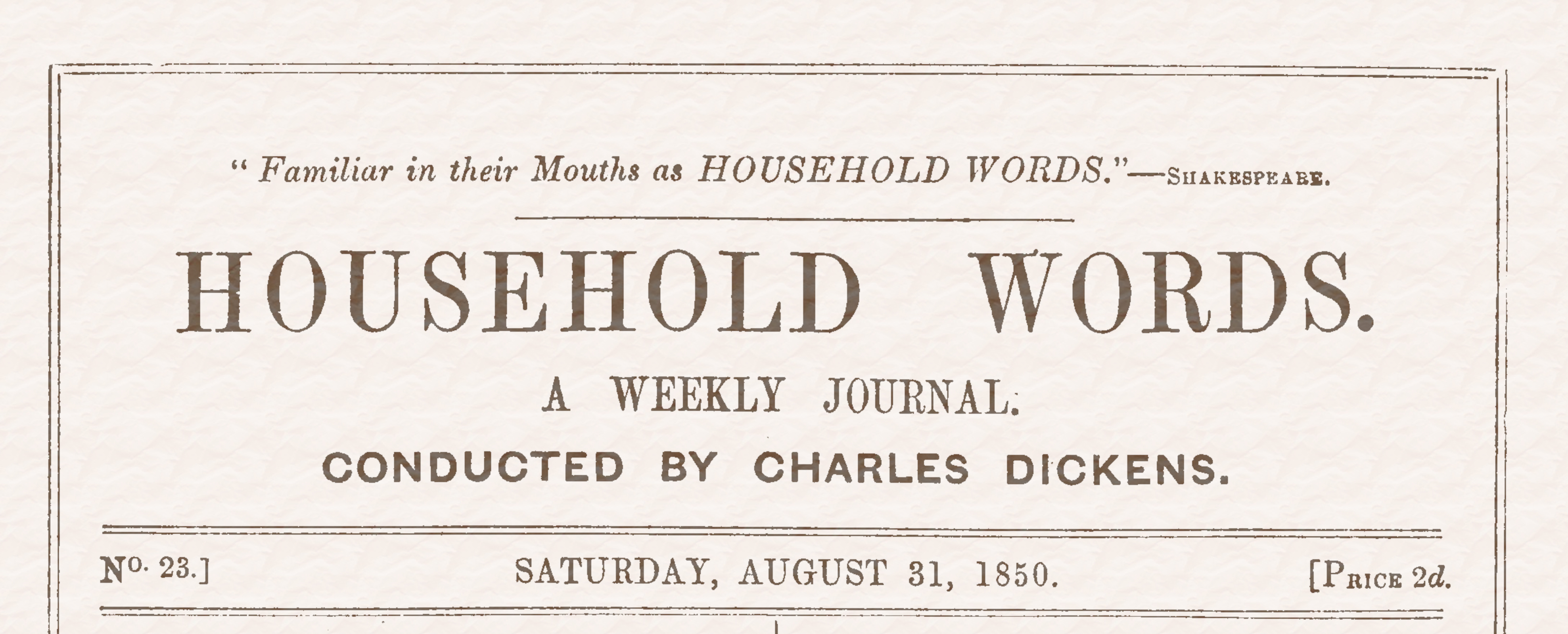 Household Words, No. 23, August 31, 1850