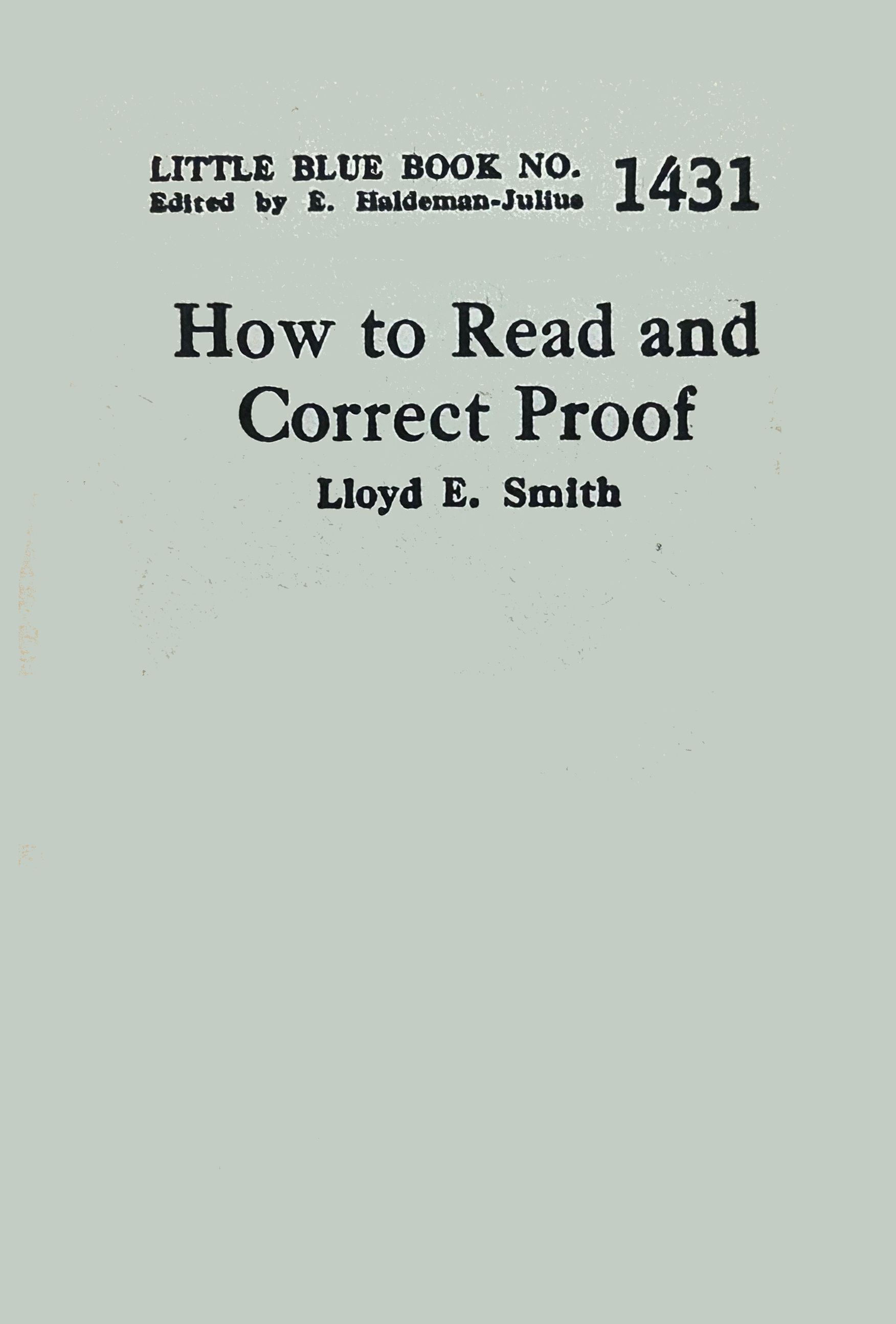How to Read and Correct Proof