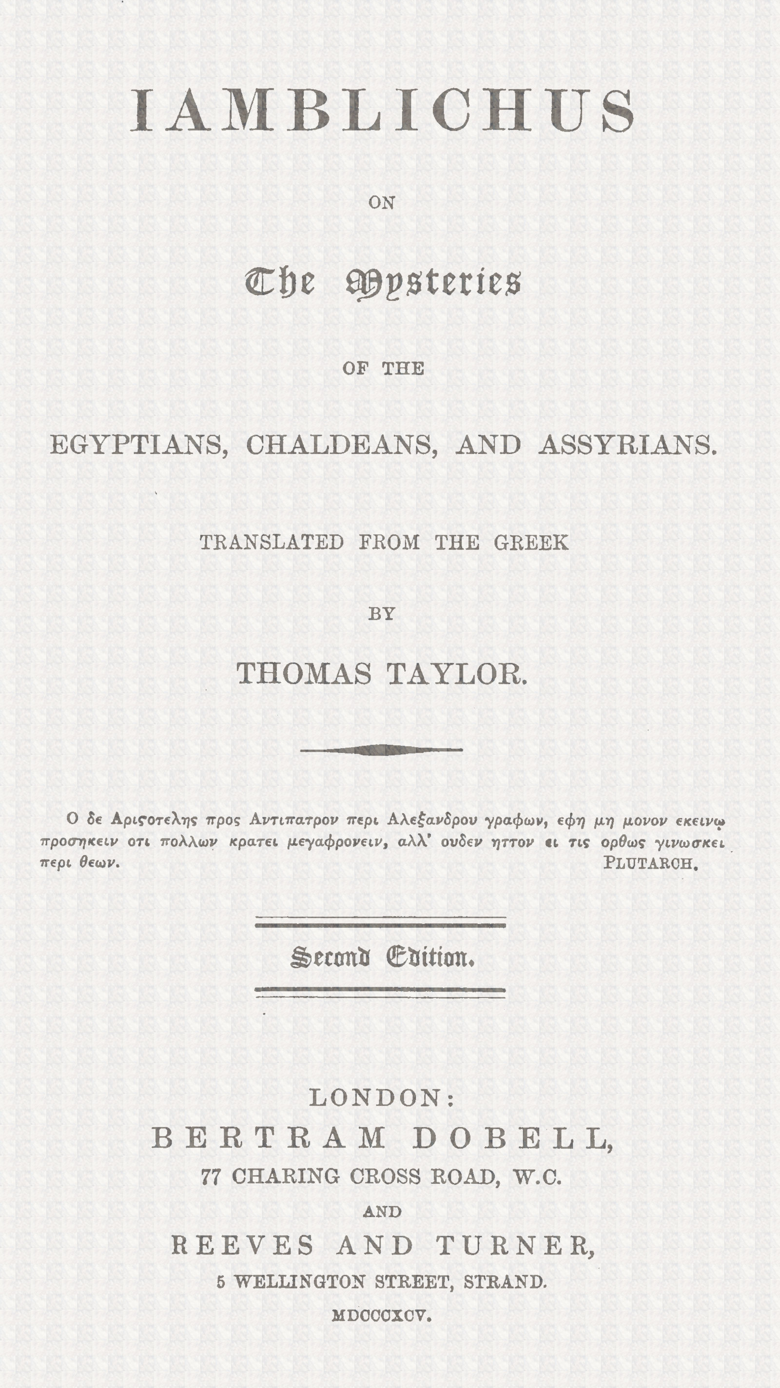 Iamblichus on the Mysteries