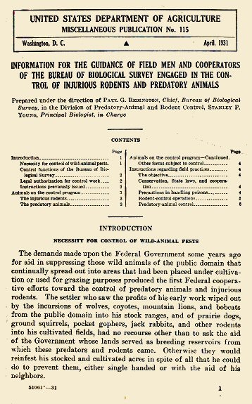 Information for the Guidance of Field Men and Cooperators of the Bureau of Biological Survey Engaged in the Control of Injurious Rodents and Predatory Animals