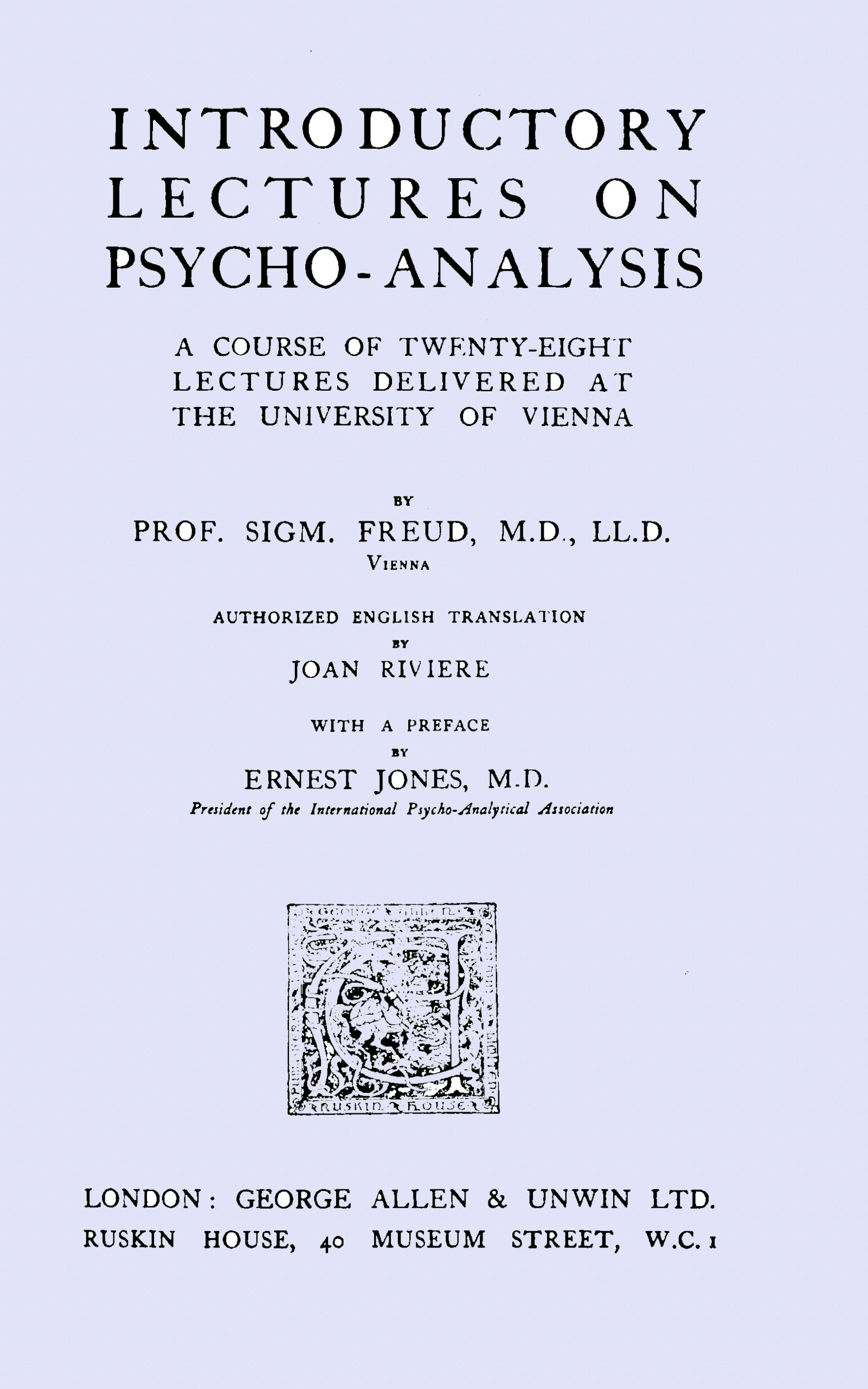 Introductory Lectures on Psycho-analysis