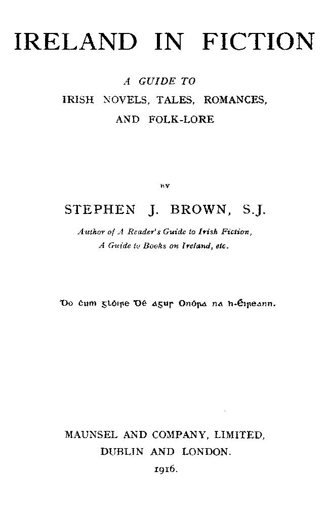 Ireland in Fiction, by Stephen J. Brown, S.J