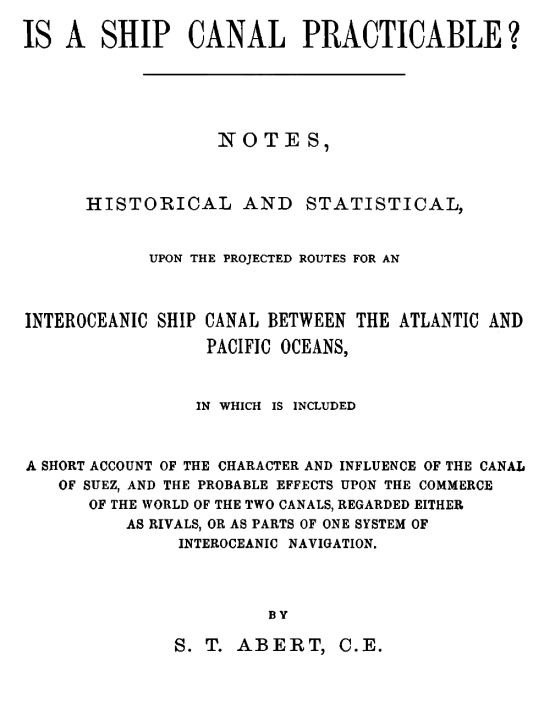 Is a Ship Canal Practicable?