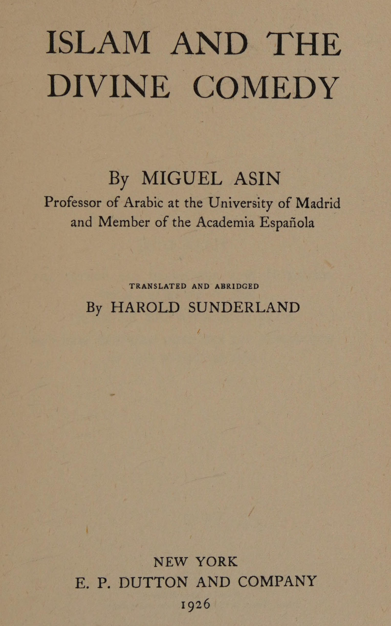 Islam and the Divine Comedy