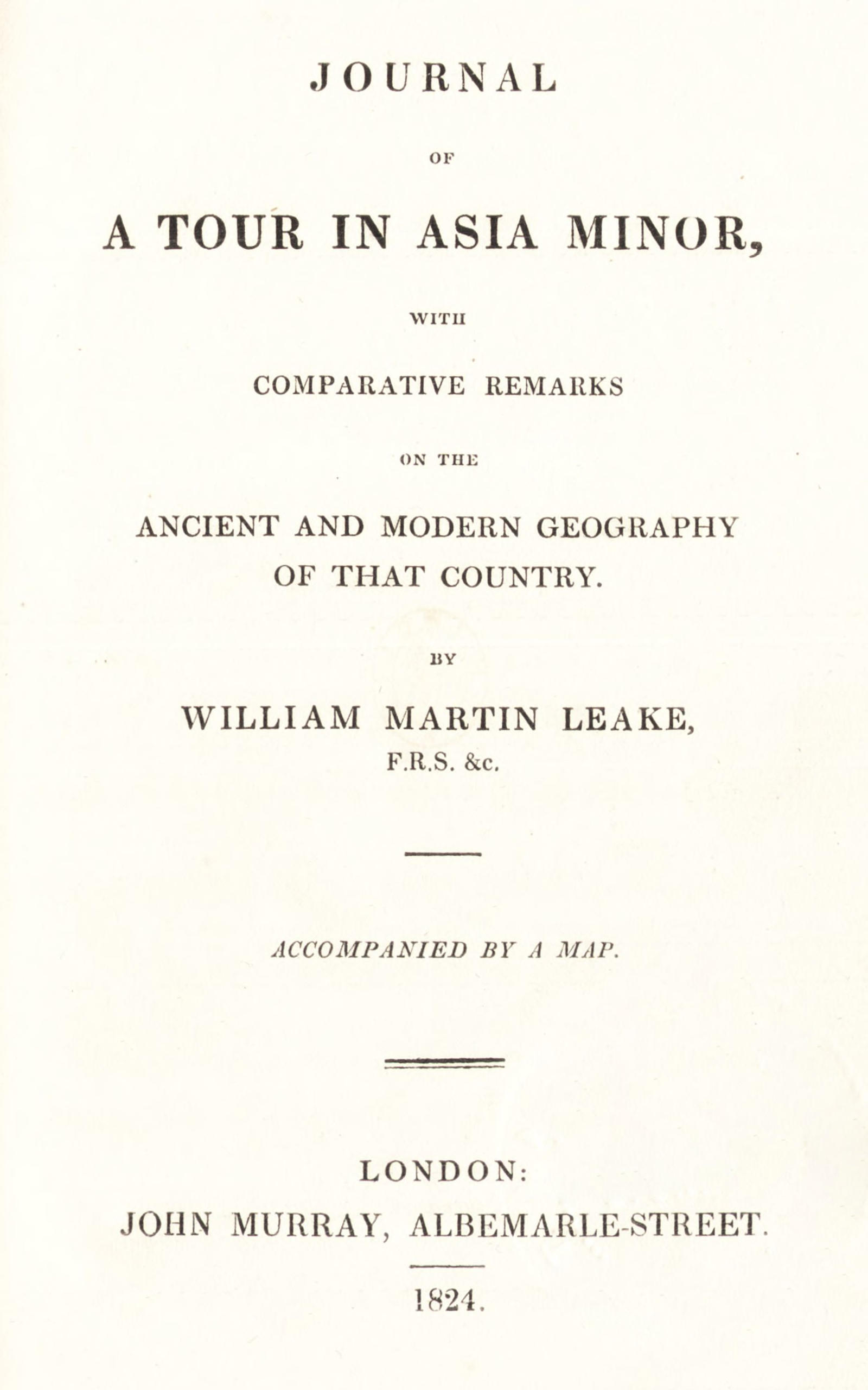 Journal of a tour in Asia Minor