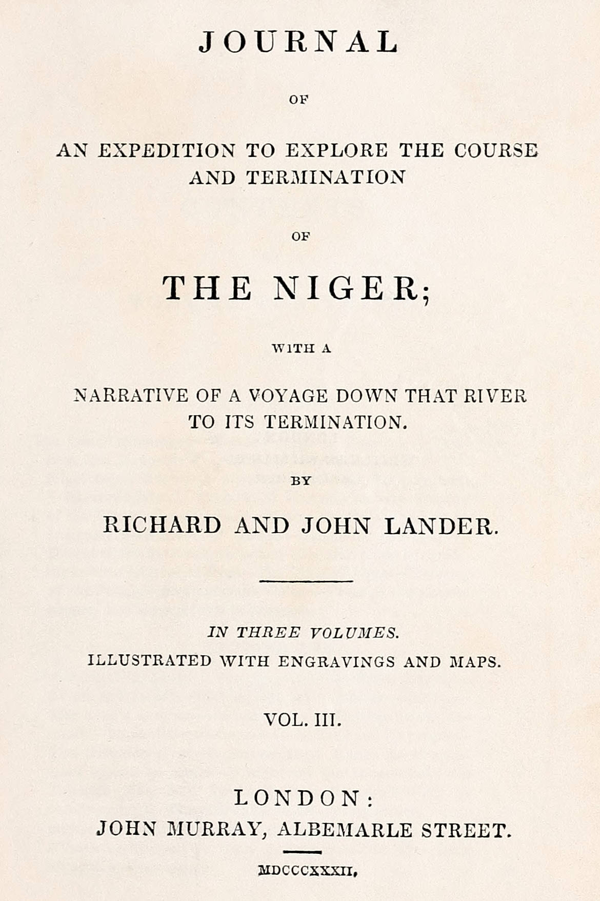 Journal of an expedition to explore the course and termination of the Niger, Vol. 3 (of 3)