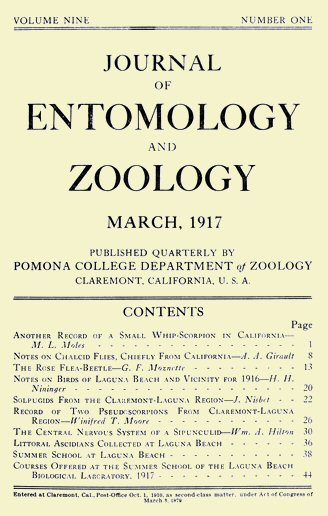 Journal of Entomology and Zoology, Vol. 09, No. 1, March 1917