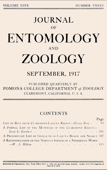 Journal of Entomology and Zoology, Vol. 09, No. 3, September 1917