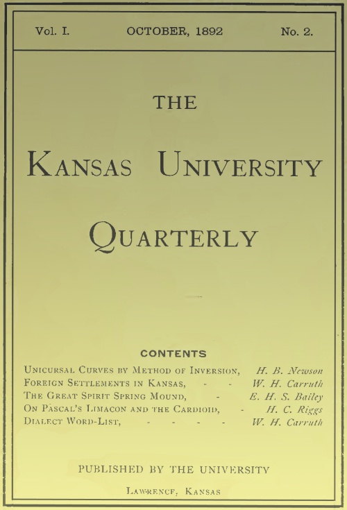 Kansas University Quarterly, Vol. I, No. 2